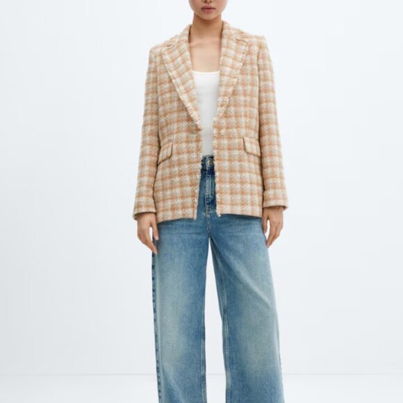 Mango Tweed blazer with jewel button - Size Medium - EUC - Picture 1 of 13